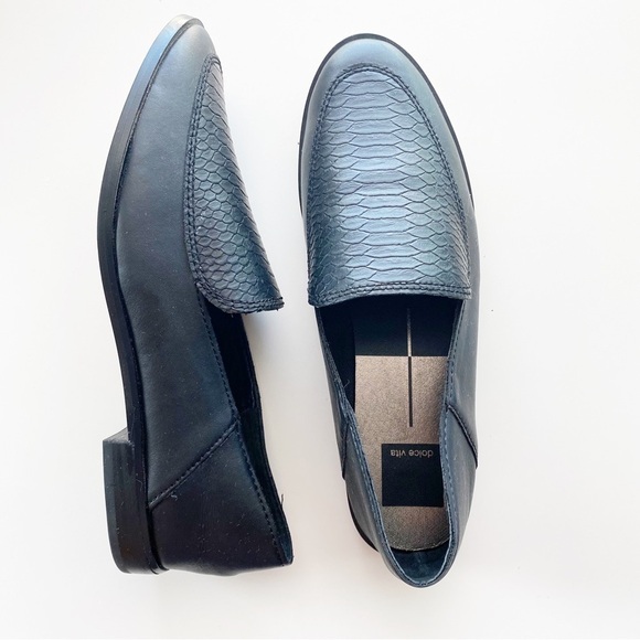 DOLCE VITA Croc Embossed Black Loafers Career Preppy - Picture 1 of 9